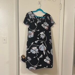 A New Day Black and White Sheath Dress with Flutter Sleeves